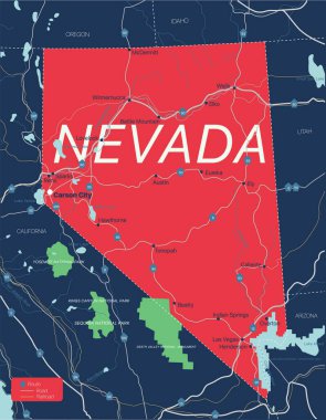 Nevada Eyaleti Düzenlenebilir Harita