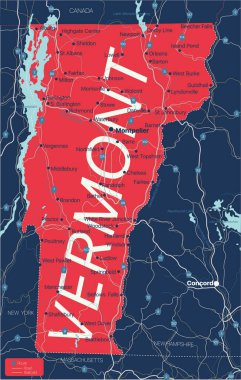 Vermont state detailed editable map clipart