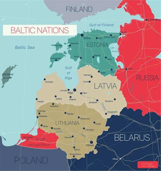 Países bálticos región — Vector de stock