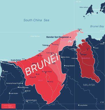 Brunei ülkesi düzenlenebilir haritası