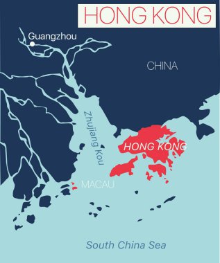 Hong Kong detaylı düzenlenebilir harita