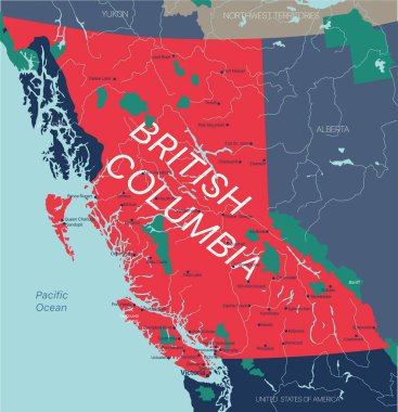 British Columbia eyaleti Kanada 'nın düzenlenebilir haritası