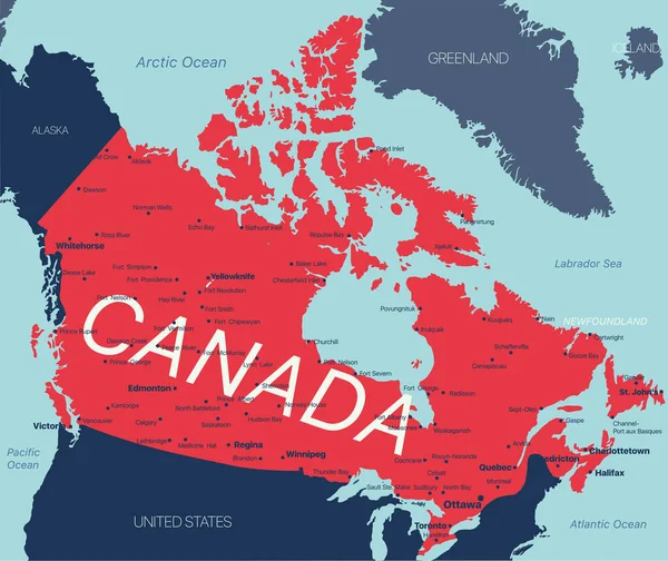 Canadá vector mapa editable — Vector de stock