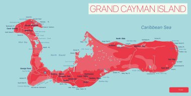 Büyük Cayman Adası Düzenlenebilir Harita