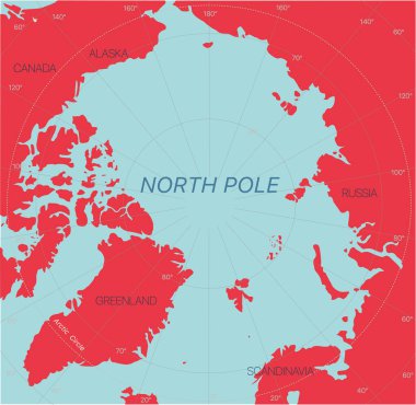 North Pole detailed editable map clipart