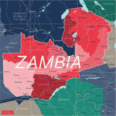 Zambiya ülkesi düzenlenebilir harita