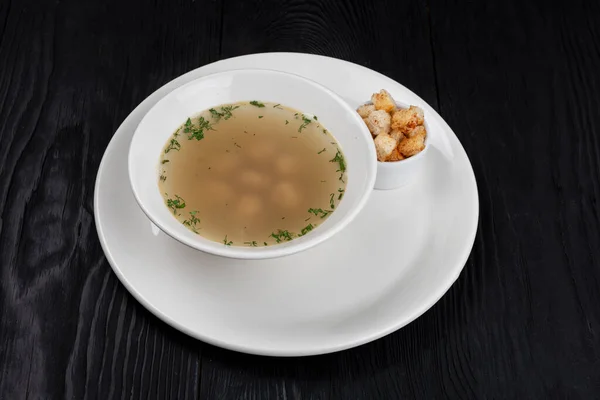 Chicken soup chicken meatballs — Stock Photo, Image