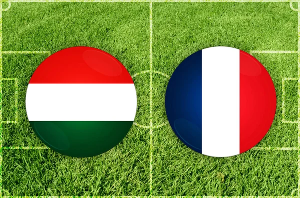 Węgry vs Francja mecz piłki nożnej — Zdjęcie stockowe