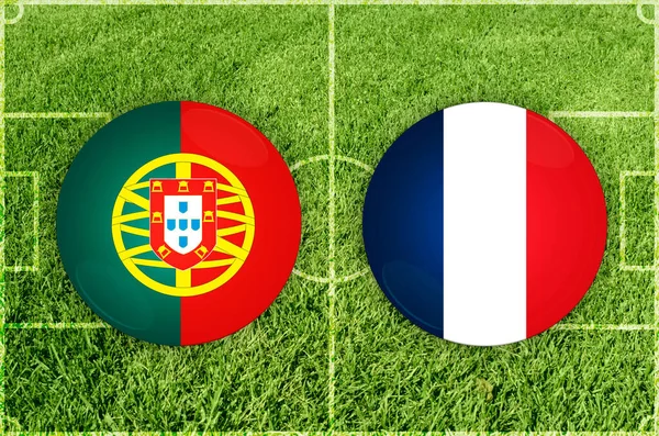 Portugalia vs Francja mecz piłki nożnej — Zdjęcie stockowe