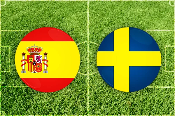 Spanien vs Sverige fotbollsmatch — Stockfoto