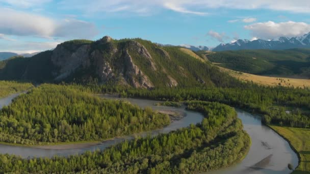 Kurai steppe ve Chuya nehri. — Stok video