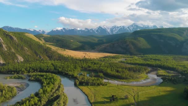 Kurai steppe and Chuya river — Stock Video