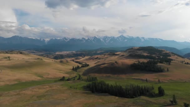 Luchtfoto van de Kurai steppe — Stockvideo