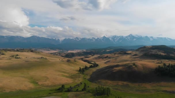 Luchtfoto van de Kurai steppe — Stockvideo