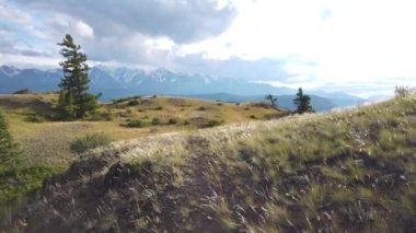 Altai 'nin güneydoğusunda Kurai bozkırı, Sibirya Altai Dağları, Rusya