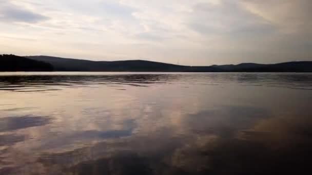 Summer sunset lake — Stock Video