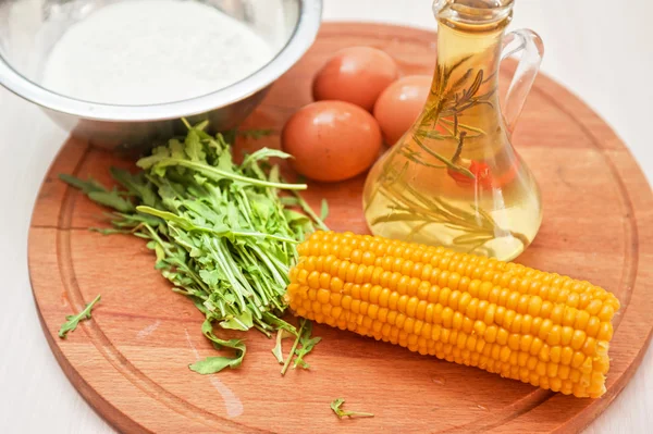 Ingredientes para panquecas de milho — Fotografia de Stock