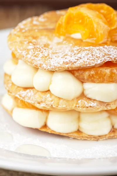 Millefeuille with tangerine — Stock Photo, Image