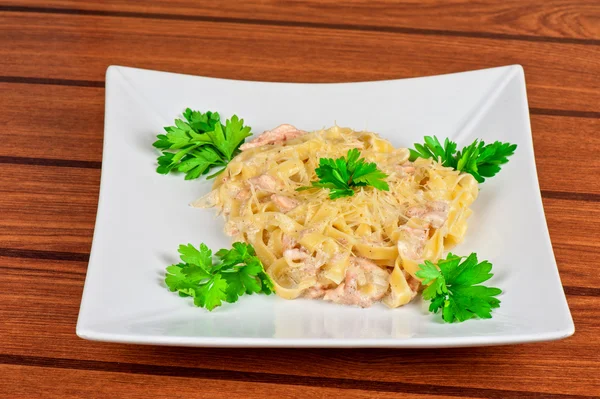 Pasta met garnalen — Stockfoto