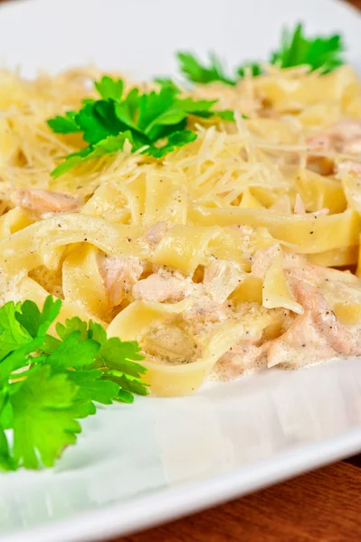 Pasta met garnalen — Stockfoto