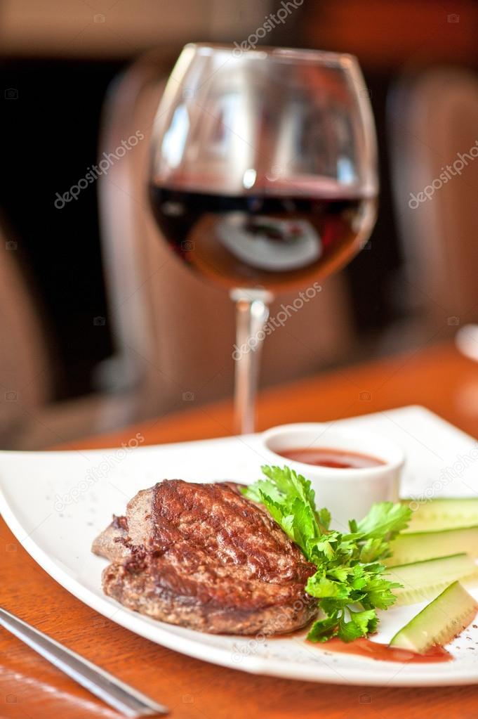 beef meat and wine