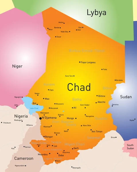 Chad Mapa — Vector de stock