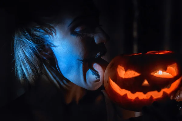 Horrible girl with scary mouth and eyes — Stock Photo, Image