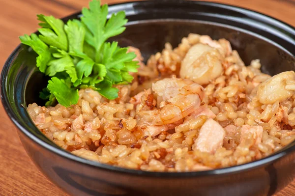 Shrimps risotto closeup — Stock Photo, Image