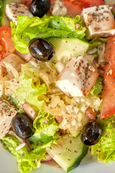 Grekisk sallad närbild — Stockfoto