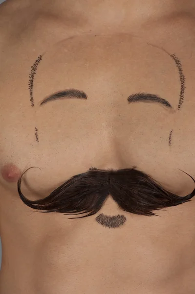 Male torso with moustache — Stock Photo, Image