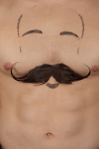 Male torso with moustache and beard — Stock Photo, Image