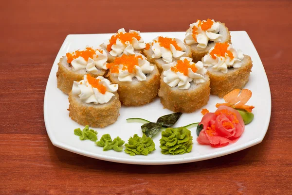 Rolo assado com queijo creme — Fotografia de Stock