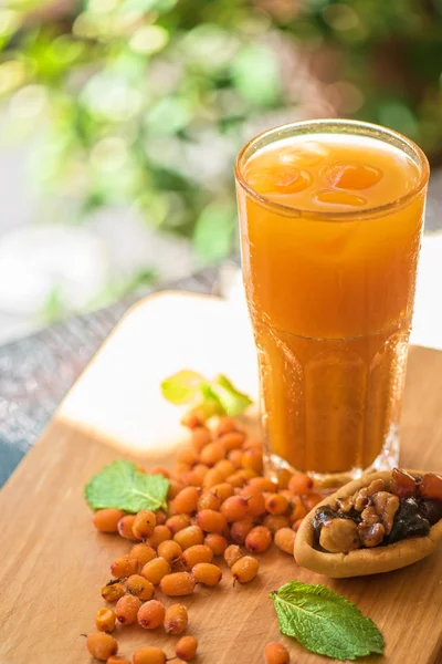 Fruit drink with sea buckthorn — Stock Photo, Image