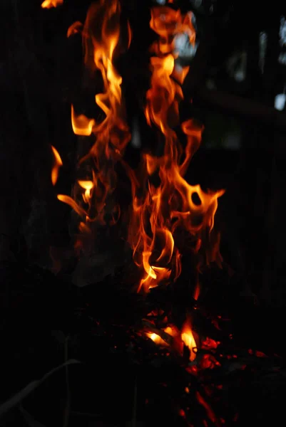 夜は薪を燃やす — ストック写真