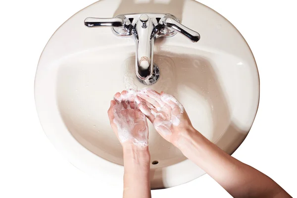 Washing hand in sink — Stock Photo, Image