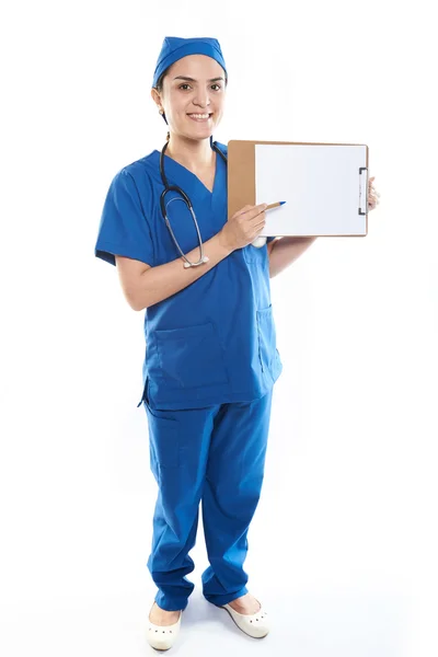 Zdravotní sestra s kancelářskou sponku — Stock fotografie