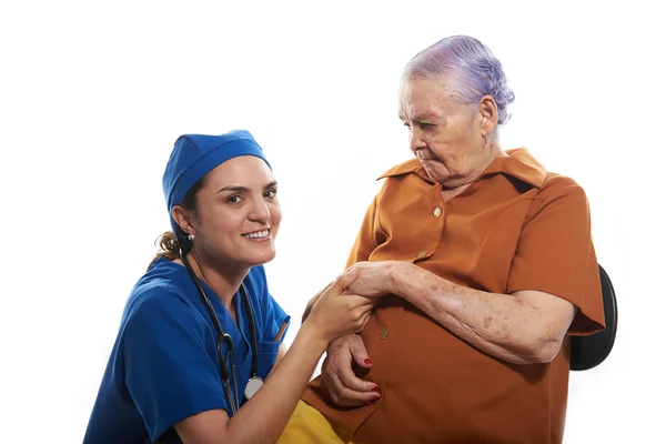 Paciente idoso com médico — Fotografia de Stock