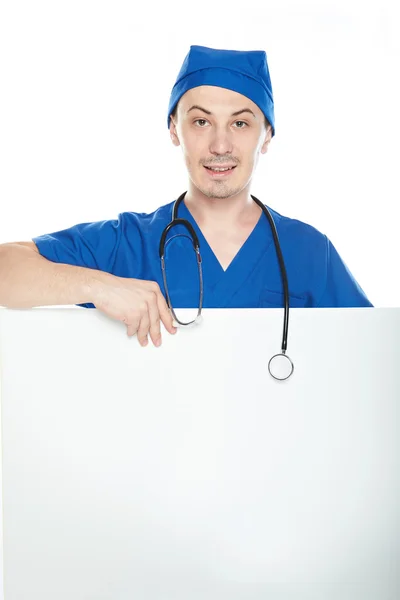 Lékař muže s transparentem — Stock fotografie