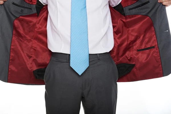Open jacket of business man — Stock Photo, Image