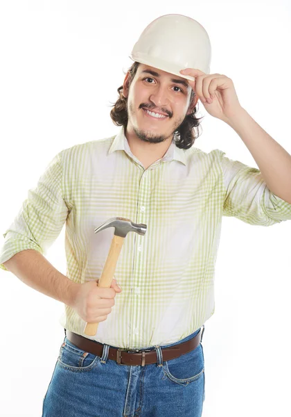 Çekiçli genç adam.