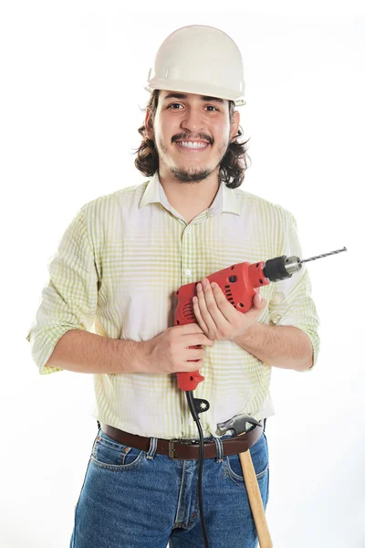 matkap ile gülümseyen adam