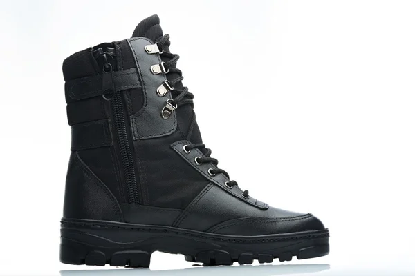 Side view black combat boot — Stock Photo, Image