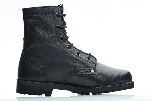 Bota de couro preto lateral — Fotografia de Stock