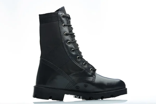 Černé kožené bojové boot — Stock fotografie