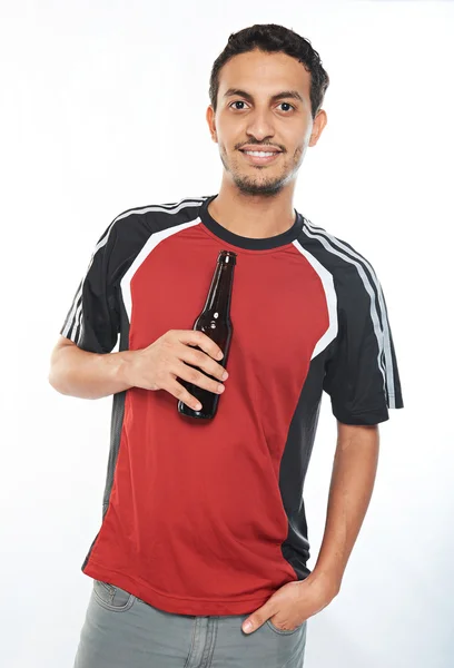 Young man with beer bottle — Stock Photo, Image