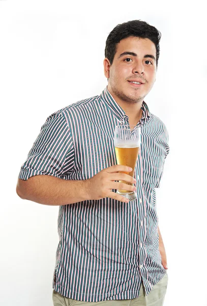 Cara segurar cerveja — Fotografia de Stock