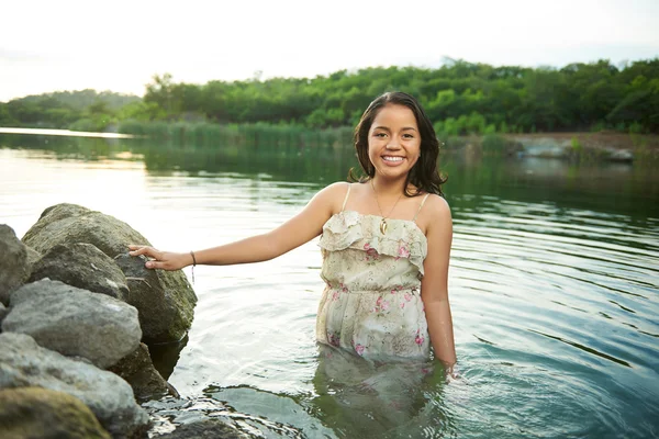 girl stand in water