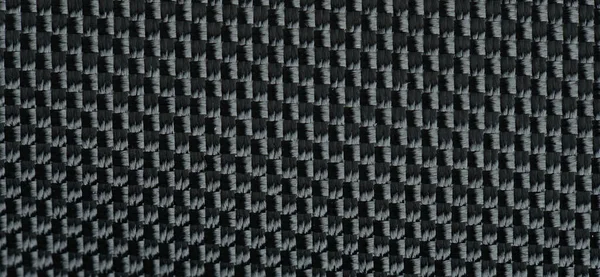 Tecido Preto Fibra Padrão Macro Textura Close Vista — Fotografia de Stock