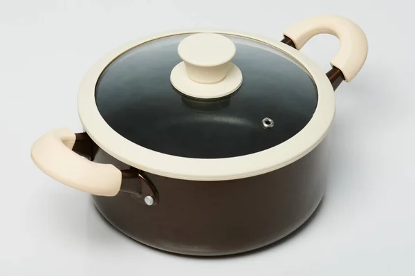 Brown Cooking Pot Isolated White Studio Background — Φωτογραφία Αρχείου