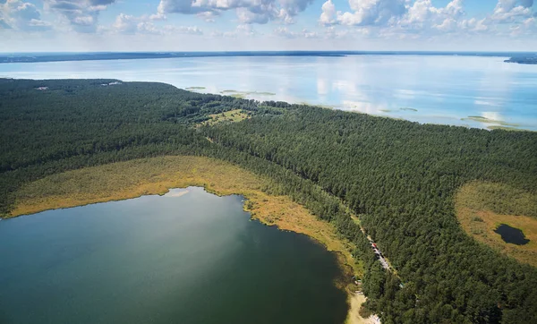 Colorida Naturaleza Lago Bosque Fondo Aéreo Drone Vista — Foto de Stock